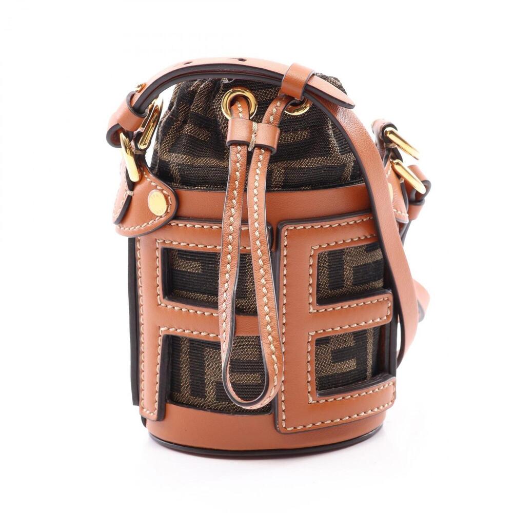 Fendi Nano Step Out Bucket Bag, Zucca Pattern, Shoulder Handbag, Canvas and L...